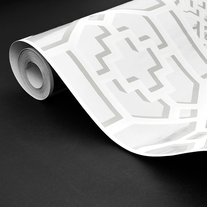 Papier peint Zanzibar Trellis Mylar, Argent