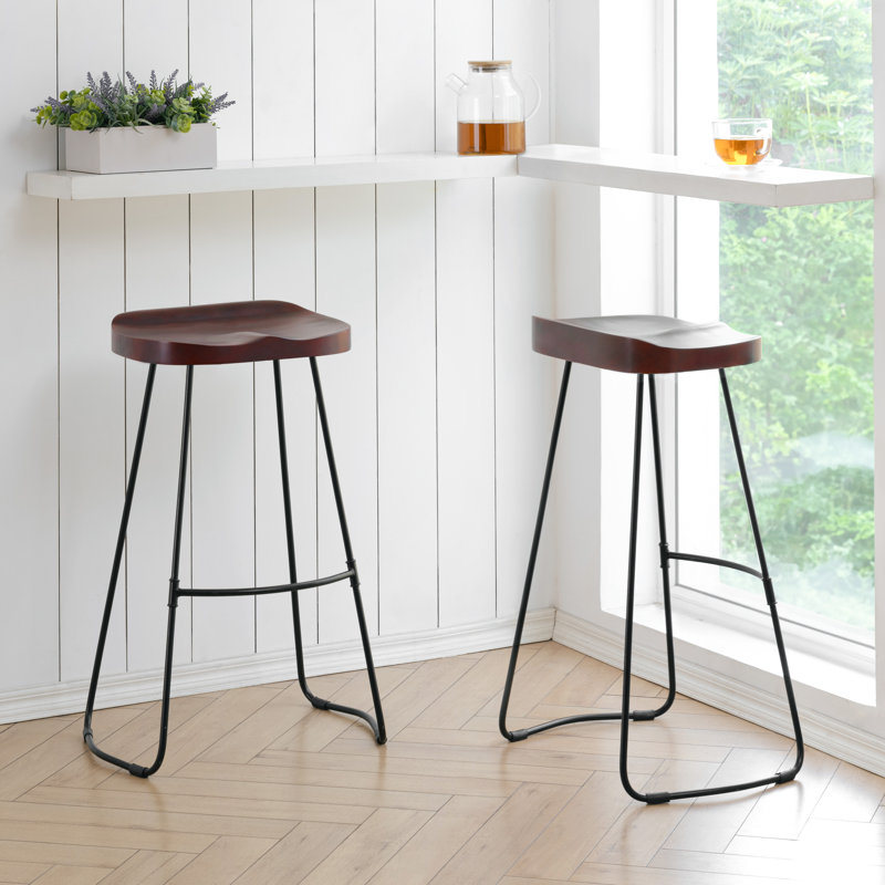 Racette Counter Stool with Metal Frame, Bar Stool (30" Seat Height), Walnut