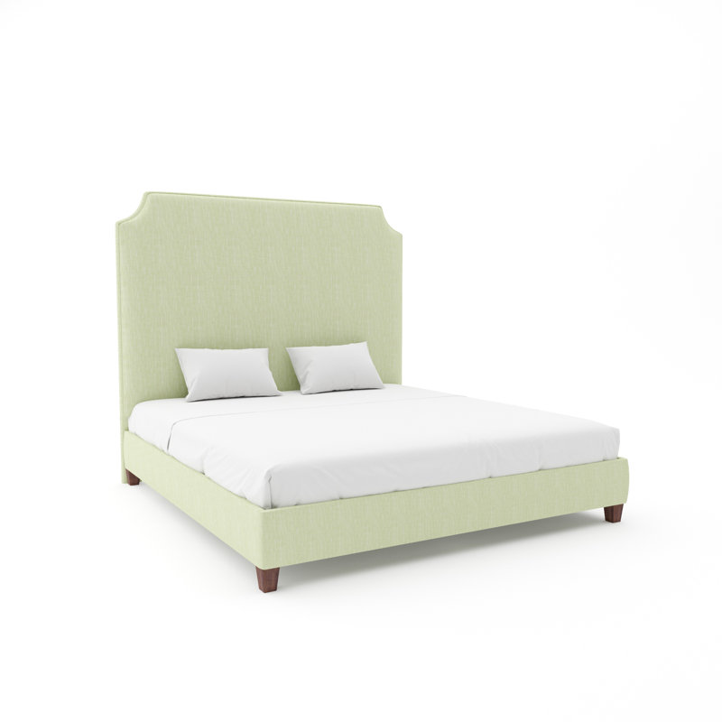Caldwell Custom Upholstered Bed with 9" Rails, White, Maestro Ultra Performance Meadow, King