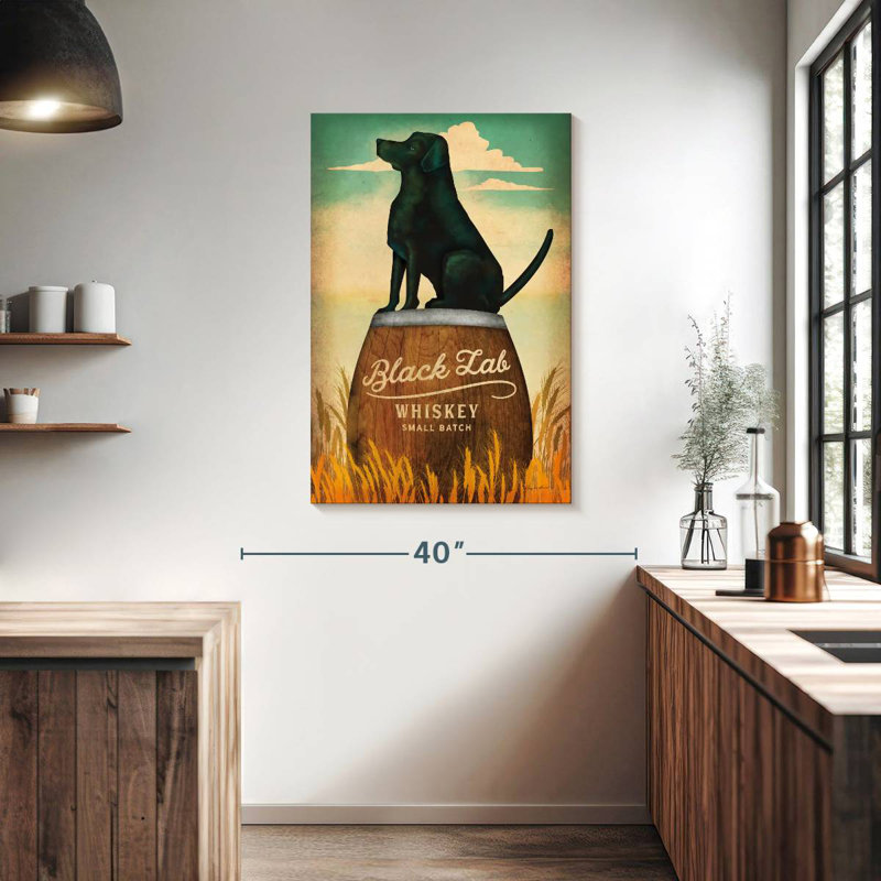 Brampt Black Lab Whiskey, 39" H x 26" W