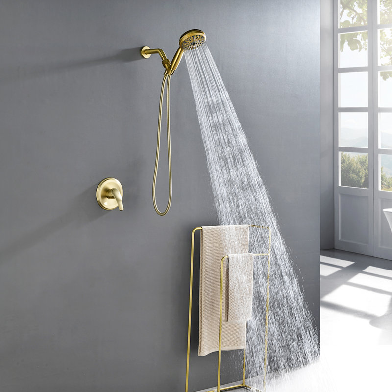 Volume Control Shower Faucet with Rough in-Valve, Brushed Gold