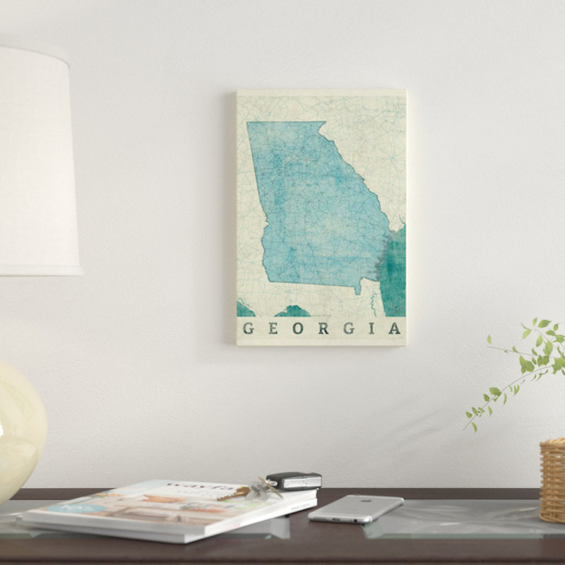 «Georgia Map», impression sur toile, H 18 po x l 12 po x P 1,5 po, Toile tendue, Pas de tapis