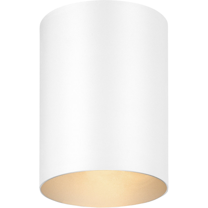 1-Light 5"W Indoor or Outdoor White Aluminum Flush Mount Cylinder Ceiling Fixture, 6.75" H x 5" W x 5" D