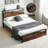 Bed Frame with 2 Drawers, Storage Headboard with Charging Station,Platform Bed, No Box Spring Neede-1406201559