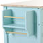 Chariot pour îlot de cuisine avec plateau en bois massif et roues verrouillables, largeur de 54,3 pouces, armoire à 4 portes et deux tiroirs, support à épices, porte-serviettes-1401536131