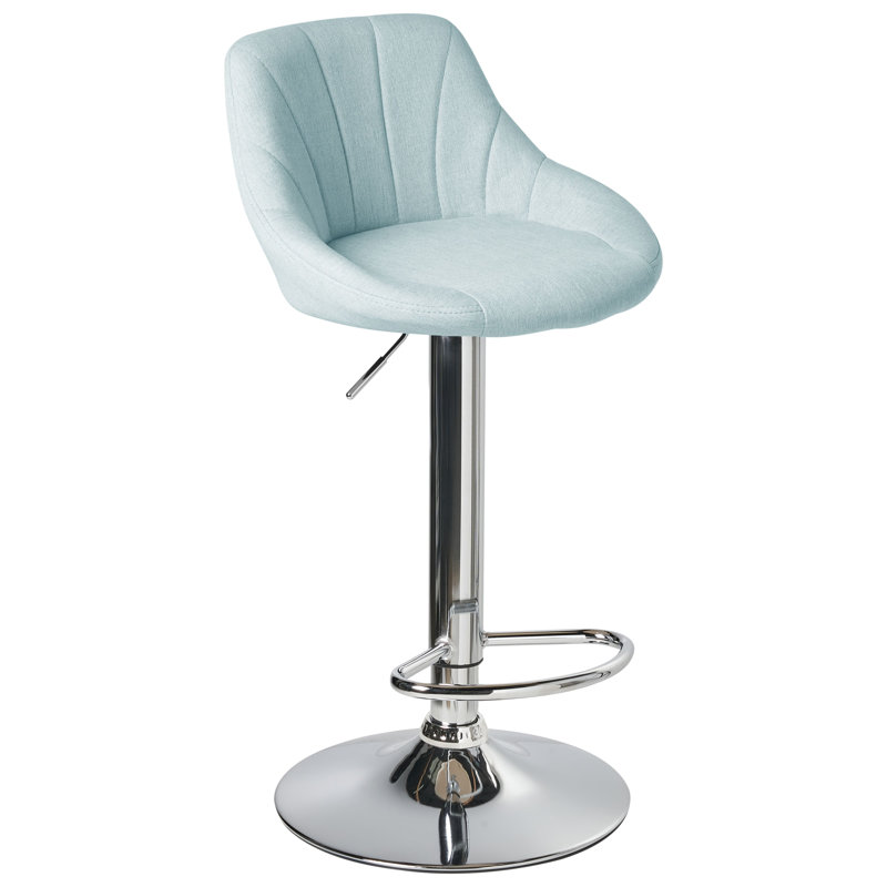 Swivel Upholstered Adjustable Height Bar Stool, Blue