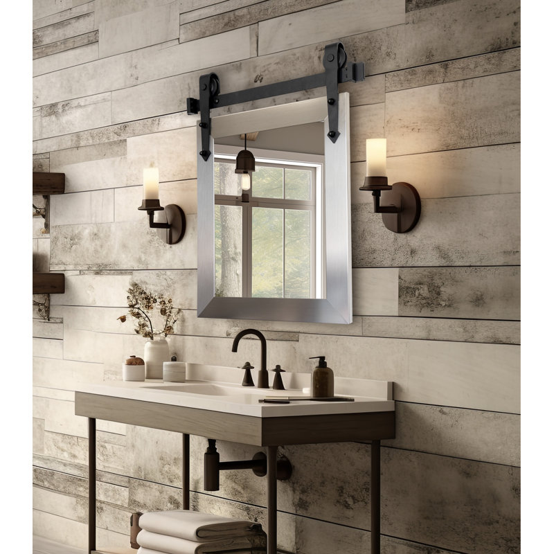 Miroir d'appoint Rayne, Argent, 20 po x 16 po