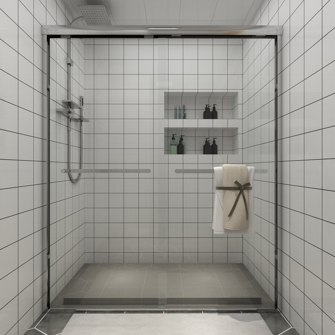 60" W x 72" H Double Sliding Semi-Frameless Shower Door organnice 