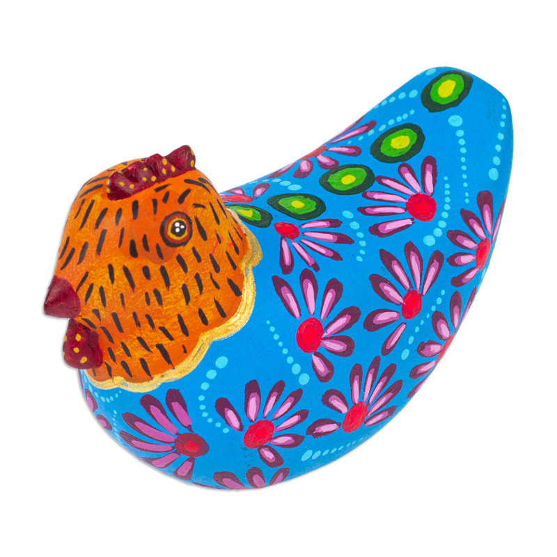 Dakota Fields Handmade Blue Hen Wood Alebrije Figurine