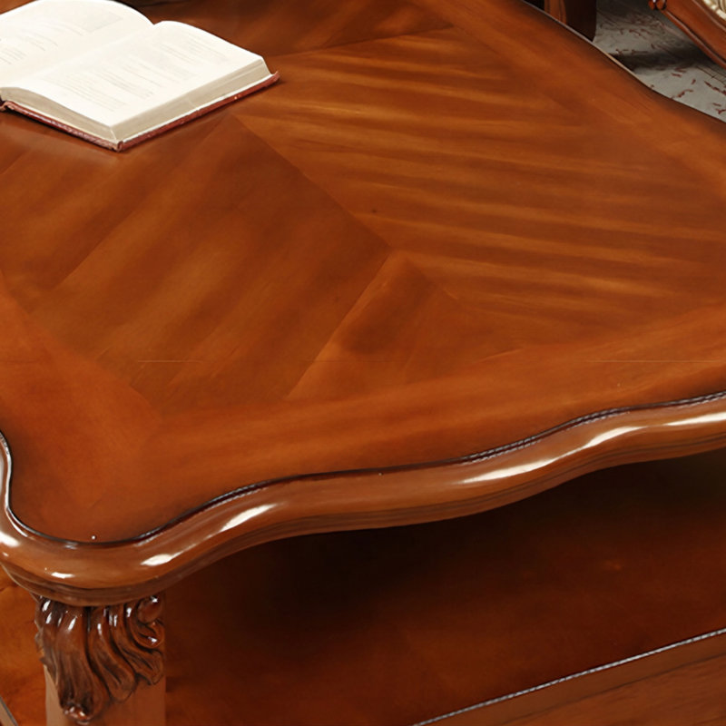 Table basse brune en bois massif brun