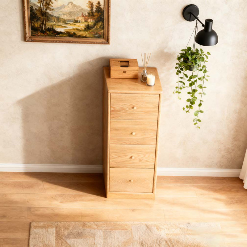 Solid Oak Bedside Table Storage Cabinet