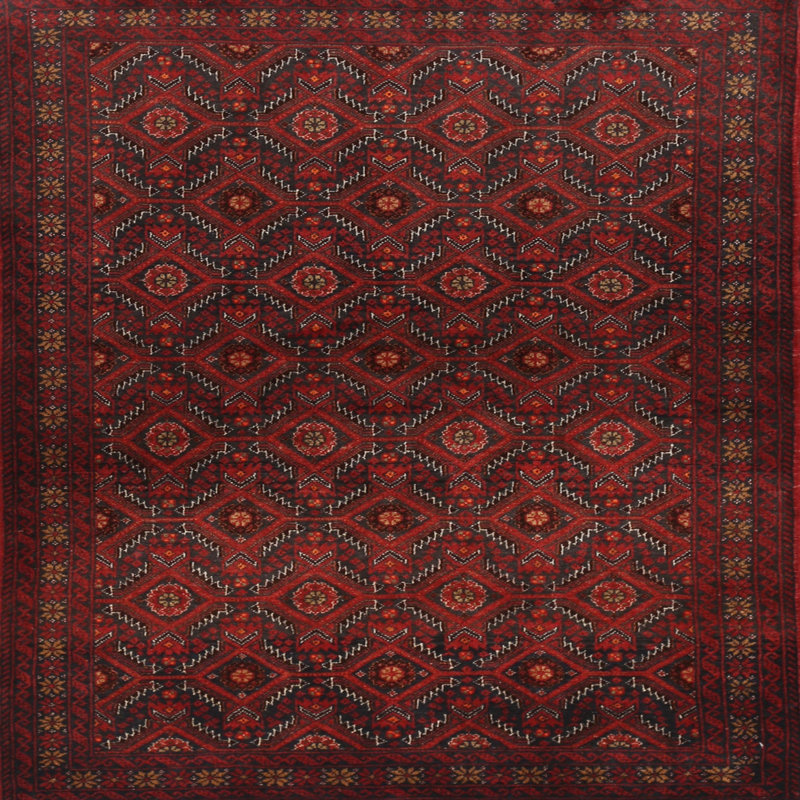 Tapis rouge à motif sud-ouest, Carré 3 pi