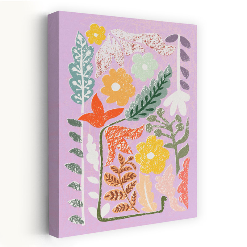 Art botanique coloré abstrait jardin coloré coloré nature, 36" H x 24" W