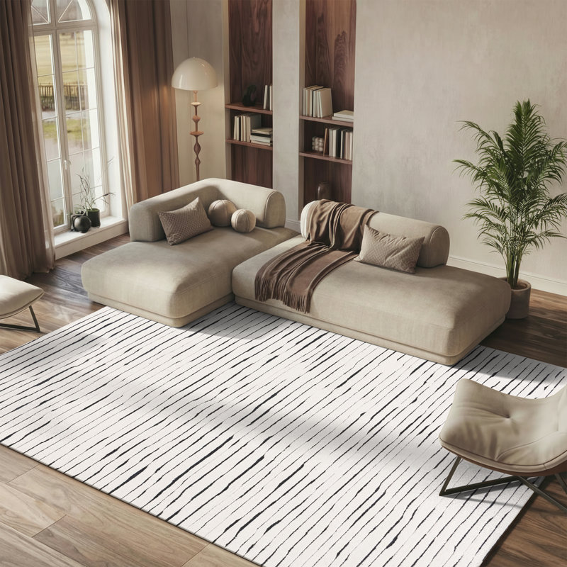 Casablanca Hand Tufted Wool Pile Abstract Rug, Rectangle 8" x 10"