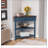 33.8'' Small Triangle Corner Table, Wood Corner Side Table for Small Spaces/ Living Room, 3 Tier End Corner Table with Solid Wood Legs-1273634573