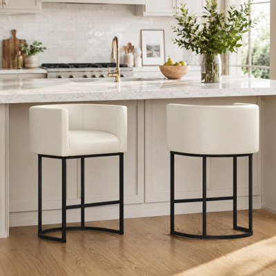 Upholstered Counter Height Stool with Metal Frame