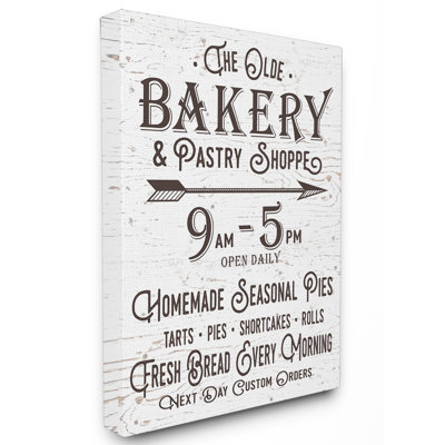 «Vintage Sign The Old Bakery and Pastry Shop» par Lettered and Lined, reproduction d'art textuel sur toile