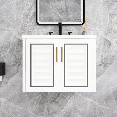 Meuble-lavabo mural simple 24 po avec lavabo en céramique