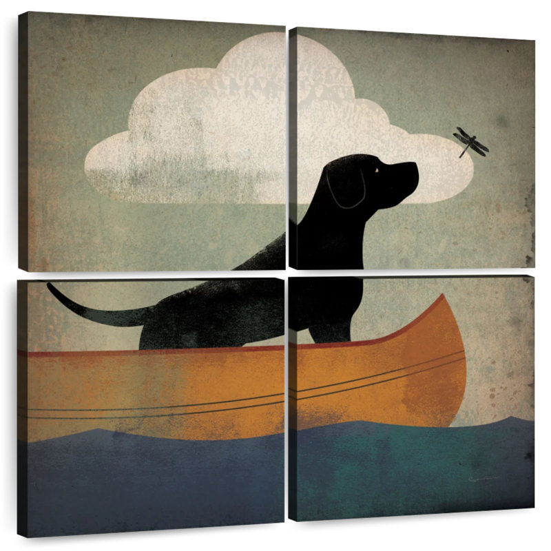 Balade en canot noir Brampt, H 57 po x l 57 po