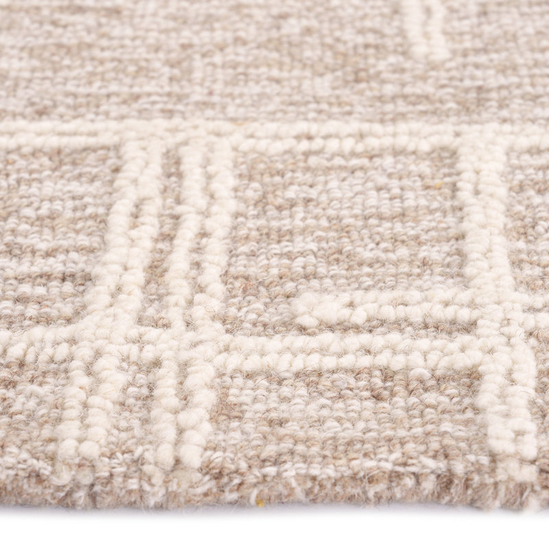 Jaterion Performance Hand Tufted Wool Geometric Indoor Rug, Rectangle 9' x 12'