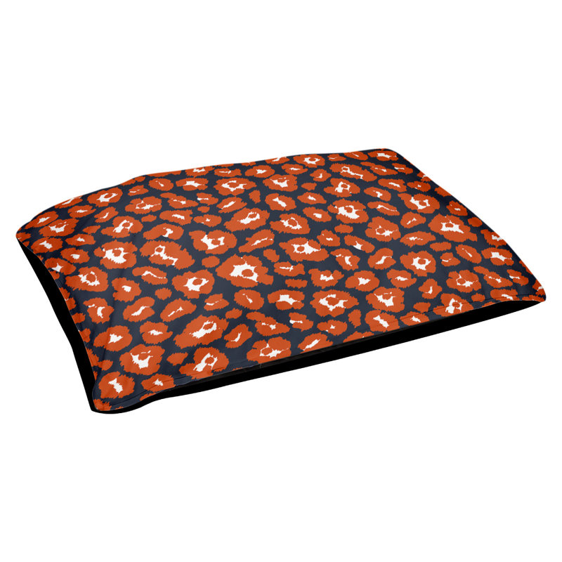 Lit pour chat Designer, Grand (L 42 po x l 52 po), Bleu marine foncé / blanc / orange