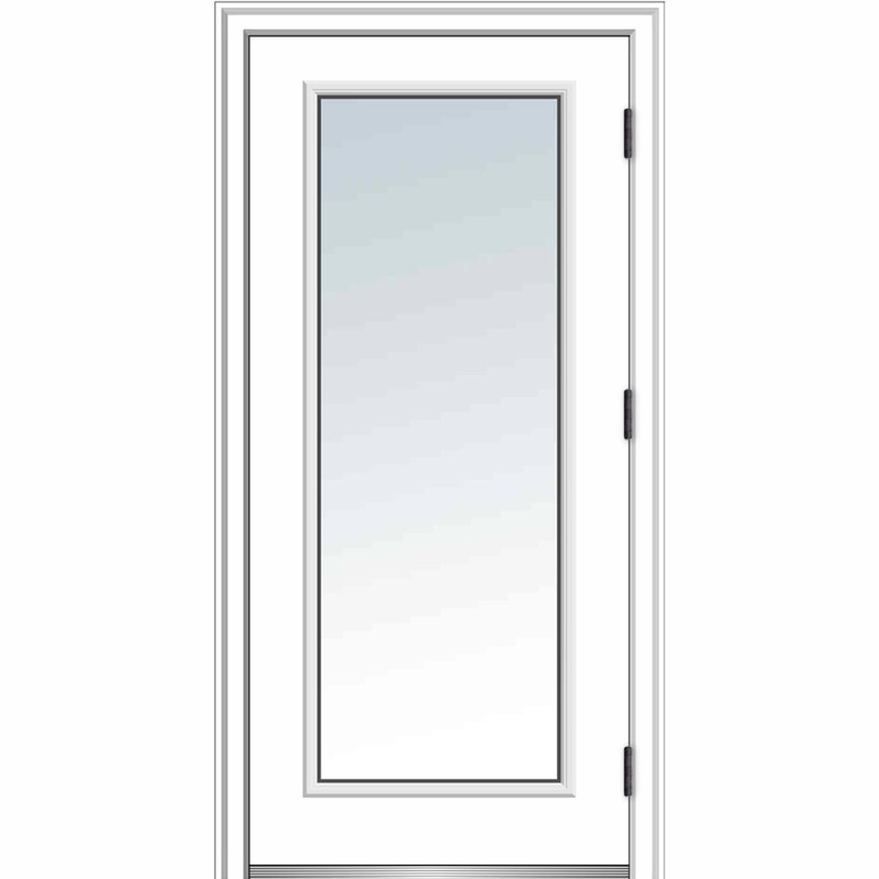 Porte d'entrée avant en fibre de verre Smooth, H 80 po x l 36 po x P 1,75po, 4,56 po, S'ouvre à gauche vers l'extérieur