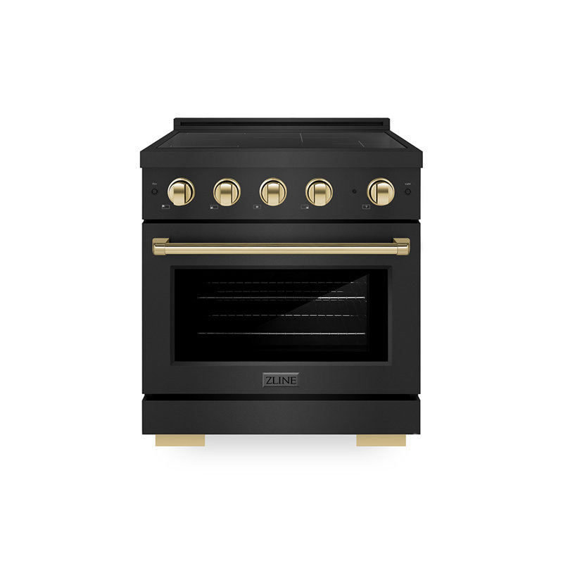 ZLINE Autograph 30 in. Paramount Induction Range with 4 Element Cooktop & Matte Black Accents, Polished Gold