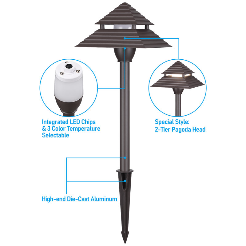 3cct Led Pathway Lights, Low Voltage Landscape Lights, 12-15v Ac/12-24v Dc, Ip65, Aluminum Housing
