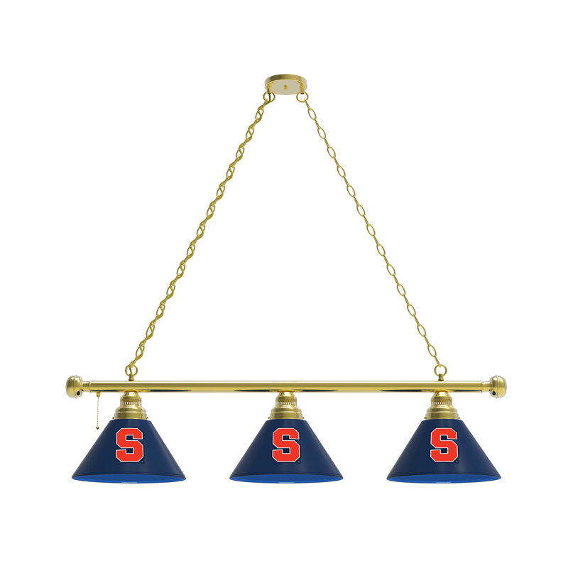 3 - Light Pool Table Lights Pendant, Brass, Syracuse Orange
