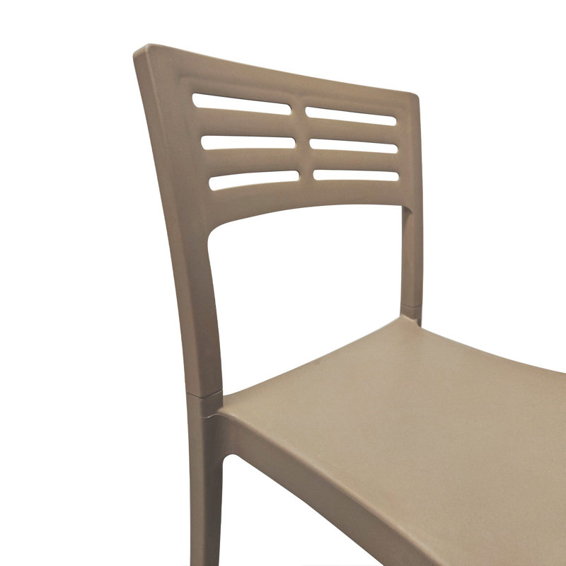 Chaise de salle à manger d'extérieur empilable, Taupe français, 4
