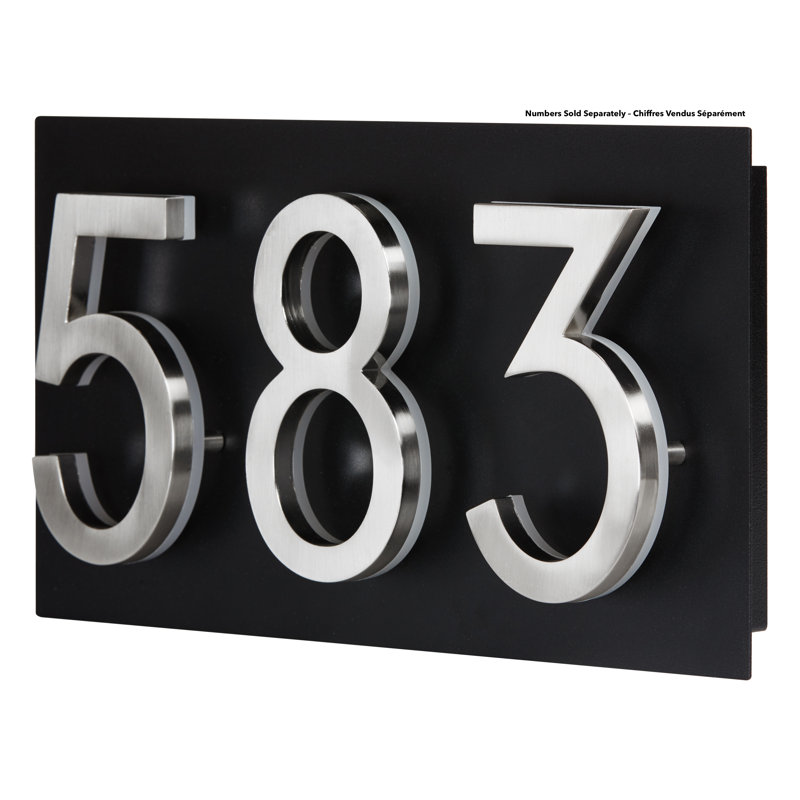 Small Black Steel Floating Address Plaque with LED Backlit Numbers