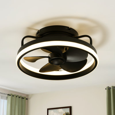 Gurganus 13" Modern Flush Mount LED Fandelier with Remote/App Control