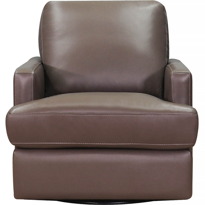 Chaise pivotante en cuir Waldwick, Cuir véritable brun Georgia Granite Pirouette