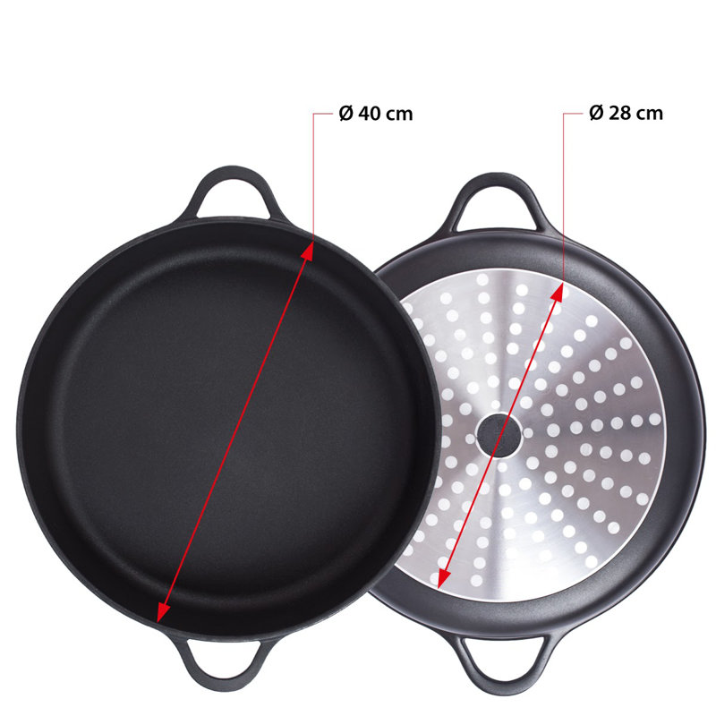 Valira Non-Stick Aluminum Round Braiser with Lid, 43.5 cm, 9 L