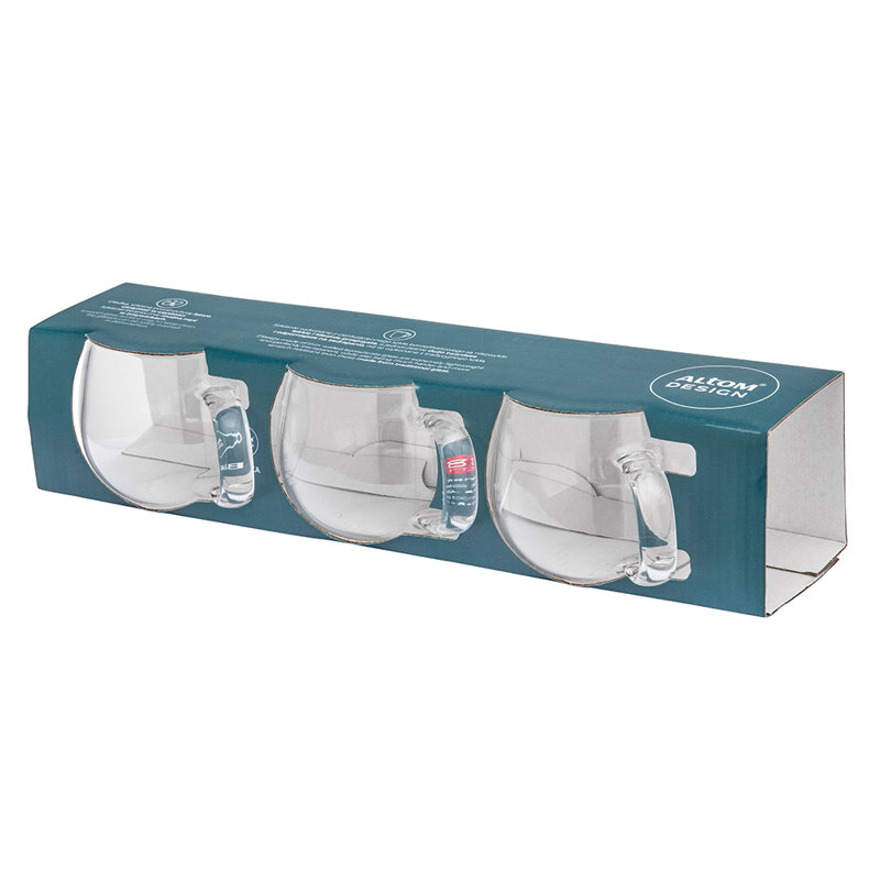 Set of 3 high borosilicate glass mug 420 ml