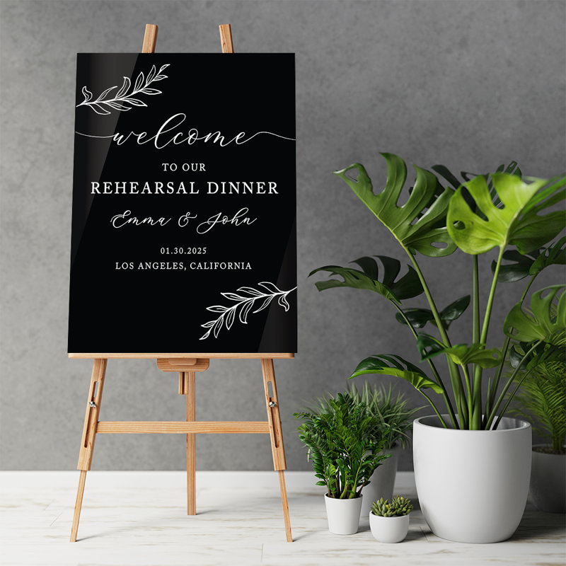 Panneau de bienvenue personnalisé en acrylique pour dîner de répétition de mariage, Oui