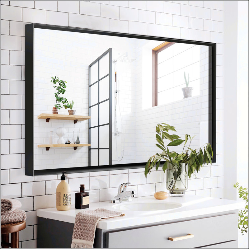 Miroir de salle de bain mural élégant avec un design moderne et des caractéristiques haut de gamme, 30 po x 36 po