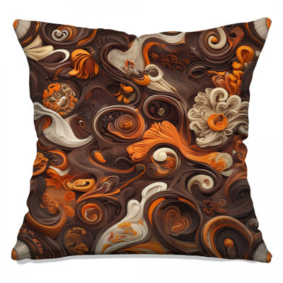  Orange Swirls Double Sided Throw Pillows