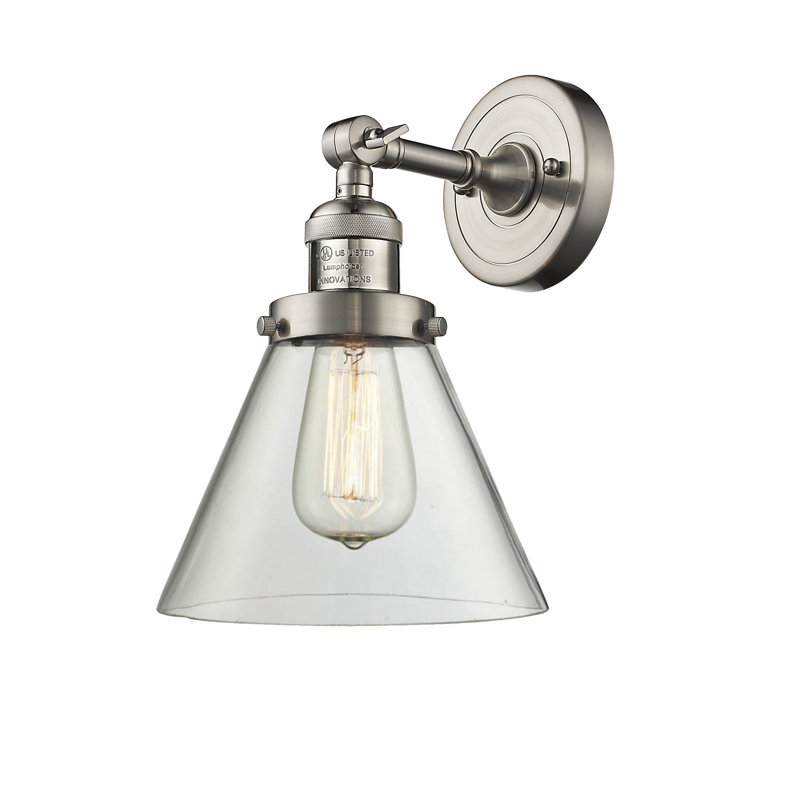 Milazzo Glass Semi Flush Mount, Clear, Brushed Satin Nickel, 13.5" H x 7.75" W x 7.75" D