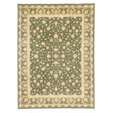 High-Quality Hand-Knotted Olive Green Area Rug