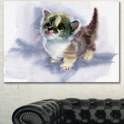 « jolie chat on blue aquarelle », reproduction d’art sur toile tendue