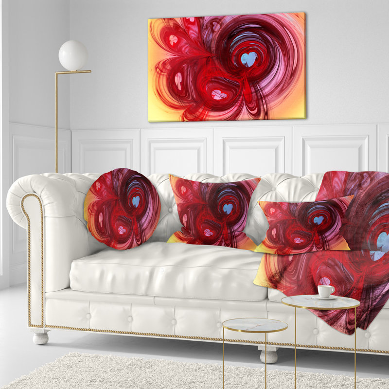 Waves Around the Hearts - Abstract Printed Throw Pillow