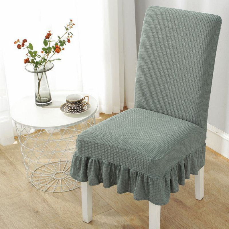 Housse universelle élastique pour chaise, housse pour table et tabouret pour hôtel et maison, housse de chaise à jupe unie de couleur unie imperméable à carreaux,