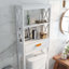 Armoire de rangement au-dessus de la toilette blanche avec un tiroir et 2 tablettes