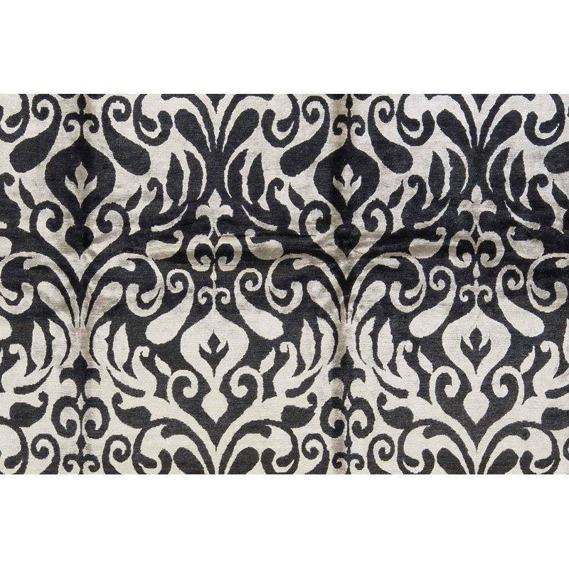 Tapis gris et noir noué à la main de haute qualité