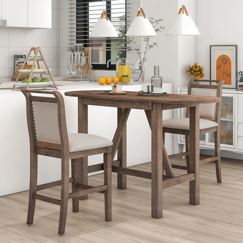 Ensemble de table de salle à manger à hauteur de comptoir 3 pièces avec 2 chaises rembourrées