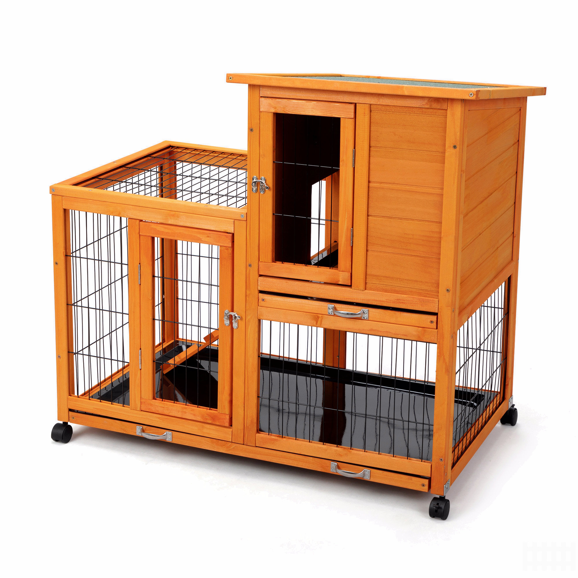 One Allium Way® Detachable Rabbit Hutch With Removable Tray And Rolling ...