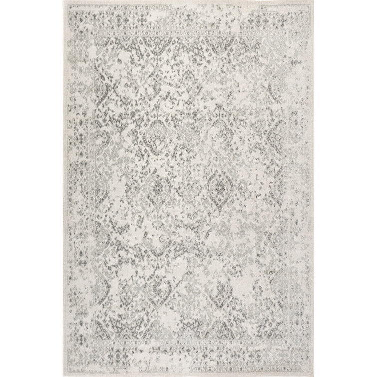 Almirka Medallion Runner Rug for Living Room Bedroom Dining Room Entryway Hallway Kitchen, Ivory/Grey