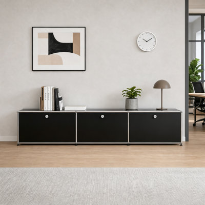 Modern Modular Metal Storage Cabinet with Adjustable Shelves, Multipurpose Office Storage Organizer with Soft-Close Doors, Heavy-Duty Steel Cabinet for Home Office, Living Room, Entryway or Kitchen