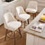 Ensemble de tabourets de bar à hauteur de comptoir de style Mid-Century moderne de 3 360 ° avec pieds en bois massif, chaises pour îlot avec dossier enveloppant, tissu en lin beige-1494734532-1494734529
